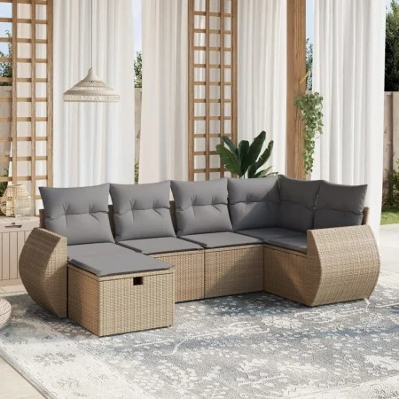 Juego de sofás jardín con cojines beige mezcla 6 pzas ratán PE by vidaXL, Garden sets - Ref: Foro24-3264105, Price: 405,04 €,...