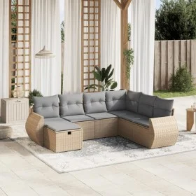 Juego de sofás jardín con cojines beige mezcla 7 pzas ratán PE by vidaXL, Garden sets - Ref: Foro24-3264145, Price: 463,01 €,...
