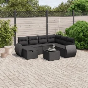 Set de sofás de jardín 8 piezas y cojines ratán sintético negro by vidaXL, Garden sets - Ref: Foro24-3264151, Price: 542,21 €...