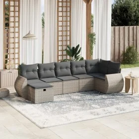 Set de sofás de jardín 7 piezas con cojines ratán PE gris by vidaXL, Garden sets - Ref: Foro24-3264126, Price: 448,16 €, Disc...