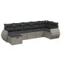 Set de sofás de jardín 7 piezas con cojines ratán PE gris by vidaXL, Garden sets - Ref: Foro24-3264126, Price: 448,16 €, Disc...