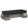 Set de sofás de jardín 7 piezas con cojines ratán PE gris by vidaXL, Garden sets - Ref: Foro24-3264126, Price: 439,28 €, Disc...