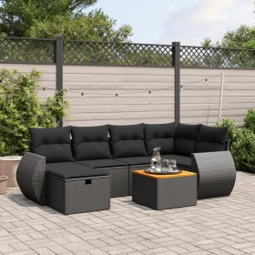 Garten-Essgruppe 7-teilig mit schwarzen Polstern aus synthetischem Rattan. von vidaXL, Gartensets - Ref: Foro24-3265059, Prei...