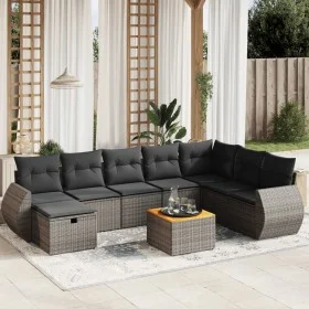 Set de muebles de jardín 9 pzas y cojines ratán sintético gris by vidaXL, Garden sets - Ref: Foro24-3265099, Price: 548,32 €,...
