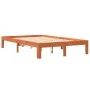 Solid pine wood bed frame in brown wax finish 120x200 cm by vidaXL, Beds and slatted bases - Ref: Foro24-844170, Price: 100,9...