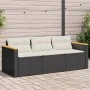 Sofá de jardín de 3 plazas con cojines ratán sintético negro by vidaXL, Outdoor sofas - Ref: Foro24-365829, Price: 236,11 €, ...