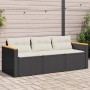 Sofá de jardín de 3 plazas con cojines ratán sintético negro by vidaXL, Outdoor sofas - Ref: Foro24-365829, Price: 198,63 €, ...