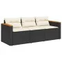 Sofá de jardín de 3 plazas con cojines ratán sintético negro by vidaXL, Outdoor sofas - Ref: Foro24-365829, Price: 236,11 €, ...