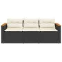 Sofá de jardín de 3 plazas con cojines ratán sintético negro by vidaXL, Outdoor sofas - Ref: Foro24-365829, Price: 236,11 €, ...