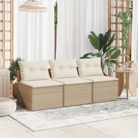 Sofá de jardín sin reposabrazos 2 uds y cojines ratán PE beige by vidaXL, Outdoor sofas - Ref: Foro24-365834, Price: 143,19 €...