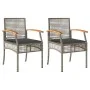 Gartenstühle mit Kissen, 2 Stück, PE-Rattan in Grau und Akazienholz von vidaXL, Gartenstühle - Ref: Foro24-366248, Preis: 133...