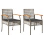 Sillas de jardín con cojín 2 uds ratán PE gris y madera acacia by vidaXL, Garden chairs - Ref: Foro24-366248, Price: 114,97 €...