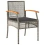 Gartenstühle mit Kissen, 2 Stück, PE-Rattan in Grau und Akazienholz von vidaXL, Gartenstühle - Ref: Foro24-366248, Preis: 133...