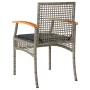 Sillas de jardín con cojín 2 uds ratán PE gris y madera acacia by vidaXL, Garden chairs - Ref: Foro24-366248, Price: 114,97 €...