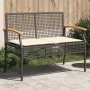 Banco de jardín con cojín ratán sintético negro y madera acacia de vidaXL, Bancos de jardín - Ref: Foro24-366255, Precio: 103...