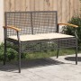 Banco de jardín con cojín ratán sintético negro y madera acacia by vidaXL, garden benches - Ref: Foro24-366255, Price: 90,57 ...
