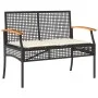 Banco de jardín con cojín ratán sintético negro y madera acacia de vidaXL, Bancos de jardín - Ref: Foro24-366255, Precio: 103...