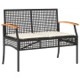 Banco de jardín con cojín ratán sintético negro y madera acacia by vidaXL, garden benches - Ref: Foro24-366255, Price: 90,57 ...