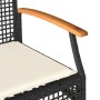 Banco de jardín con cojín ratán sintético negro y madera acacia by vidaXL, garden benches - Ref: Foro24-366255, Price: 90,57 ...