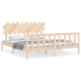 Double bed frame with solid wood headboard by vidaXL, Beds and slatted bases - Ref: Foro24-3193481, Price: 151,26 €, Discount: %