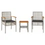 Beistelltisch und Stühle mit 3-teiligen Kissen aus PE-Rattan und Akazienholz in Grau. von vidaXL, Gartensets - Ref: Foro24-36...