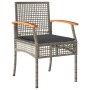Beistelltisch und Stühle mit 3-teiligen Kissen aus PE-Rattan und Akazienholz in Grau. von vidaXL, Gartensets - Ref: Foro24-36...