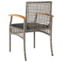 Beistelltisch und Stühle mit 3-teiligen Kissen aus PE-Rattan und Akazienholz in Grau. von vidaXL, Gartensets - Ref: Foro24-36...