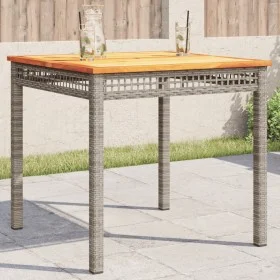 Mesa de jardín ratán sintético madera acacia gris 80x80x75 cm by vidaXL, Garden tables - Ref: Foro24-366274, Price: 118,16 €,...