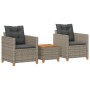 Mesita y sillas con cojines 3 pzas ratán PE madera acacia gris by vidaXL, Garden sets - Ref: Foro24-366310, Price: 182,82 €, ...