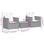 Mesita y sillas con cojines 3 pzas ratán PE madera acacia gris by vidaXL, Garden sets - Ref: Foro24-366310, Price: 182,82 €, ...
