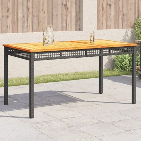 Gartentisch aus synthetischem Rattan und Akazienholz in Schwarz, 140x80x75 cm. von vidaXL, Gartentische - Ref: Foro24-366276,...