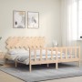 Double bed frame with solid wood headboard by vidaXL, Beds and slatted bases - Ref: Foro24-3193481, Price: 151,26 €, Discount: %