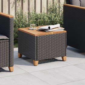 Mesa de jardín ratán sintético madera acacia negro 45x45x37 cm de vidaXL, Mesas de jardín - Ref: Foro24-366325, Precio: 66,74...