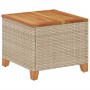 Garden table made of synthetic rattan and acacia wood in beige, measuring 45x45x37 cm. by vidaXL, Garden tables - Ref: Foro24...