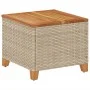 Garden table made of synthetic rattan and acacia wood in beige, measuring 45x45x37 cm. by vidaXL, Garden tables - Ref: Foro24...