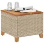 Garden table made of synthetic rattan and acacia wood in beige, measuring 45x45x37 cm. by vidaXL, Garden tables - Ref: Foro24...