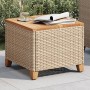 Garden table made of synthetic rattan and acacia wood in beige, measuring 45x45x37 cm. by vidaXL, Garden tables - Ref: Foro24...