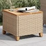 Garden table made of synthetic rattan and acacia wood in beige, measuring 45x45x37 cm. by vidaXL, Garden tables - Ref: Foro24...