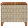 Garden table made of synthetic rattan and acacia wood in beige, measuring 45x45x37 cm. by vidaXL, Garden tables - Ref: Foro24...