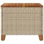 Garden table made of synthetic rattan and acacia wood in beige, measuring 45x45x37 cm. by vidaXL, Garden tables - Ref: Foro24...