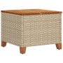 Garden table made of synthetic rattan and acacia wood in beige, measuring 45x45x37 cm. by vidaXL, Garden tables - Ref: Foro24...