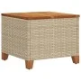 Garden table made of synthetic rattan and acacia wood in beige, measuring 45x45x37 cm. by vidaXL, Garden tables - Ref: Foro24...