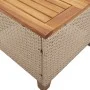Garden table made of synthetic rattan and acacia wood in beige, measuring 45x45x37 cm. by vidaXL, Garden tables - Ref: Foro24...