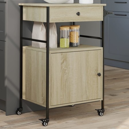 Carrito de cocina madera ingeniería roble Sonoma 56x43x89,5 cm by vidaXL, Kitchen and dining carts - Ref: Foro24-842392, Pric...