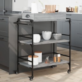 Carrito de cocina madera ingeniería gris Sonoma 81,5x41x92,5 cm by vidaXL, Kitchen and dining carts - Ref: Foro24-842344, Pri...
