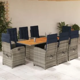 Set comedor de jardín 9 pzas con cojines ratán sintético beige by vidaXL, Garden sets - Ref: Foro24-3212283, Price: 1,00 €, D...