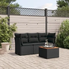 Juego de sofás jardín 4 pzas con cojines ratán sintético negro by vidaXL, Garden sets - Ref: Foro24-3255796, Price: 252,04 €,...