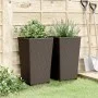 Jardineras 2 unidades PP marrón 32,5x32,5x57 cm by vidaXL, Pots and planters - Ref: Foro24-367850, Price: 65,39 €, Discount: %