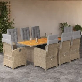 Set comedor de jardín 9 pzas con cojines ratán sintético beige by vidaXL, Garden sets - Ref: Foro24-3212511, Price: 1,00 €, D...