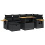 Set de comedor de jardín 7 pzas y cojines ratán sintético negro by vidaXL, Garden sets - Ref: Foro24-3276142, Price: 493,57 €...